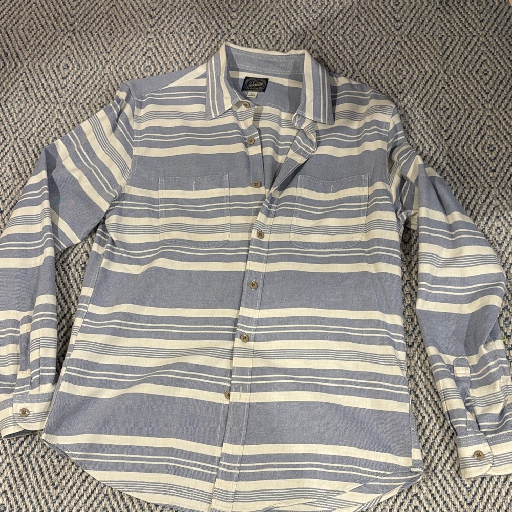 J. Crew Blue and White Striped Casual Shirt
